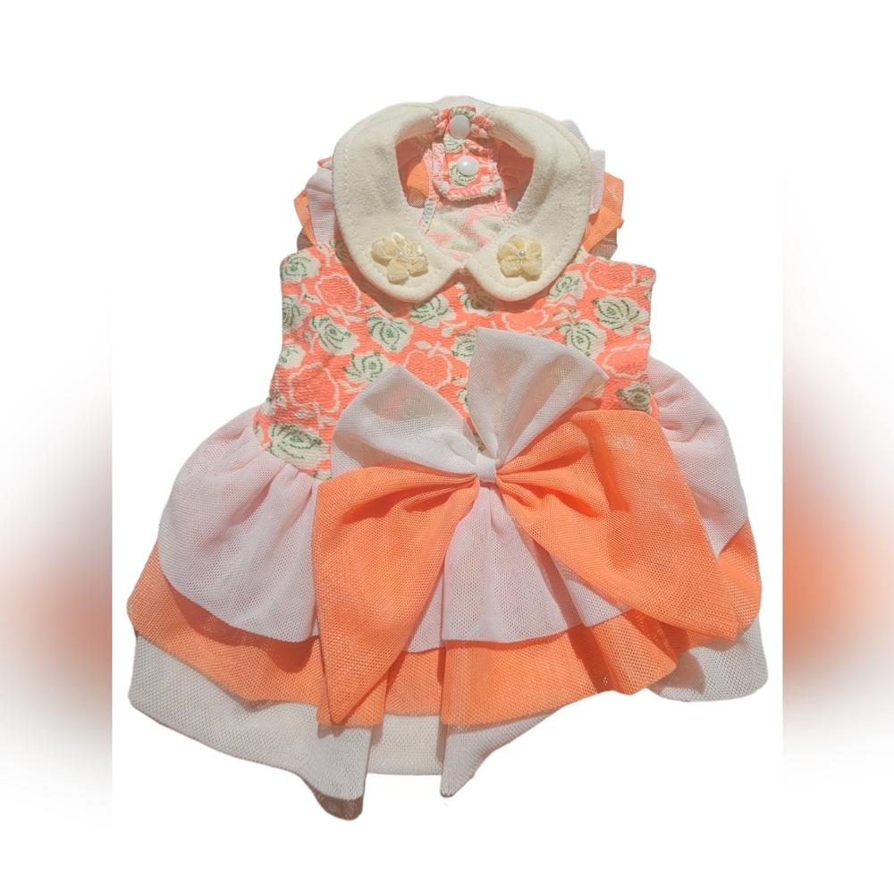 NWT Anima Summer Dog Dress in Orange and White (Size Small)
